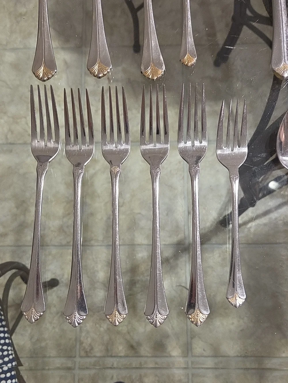 Vintage Towle Santa Barbara Gold Accent 18/8 Stainless Flatware 27 Pieces Silver